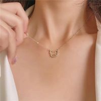 Cute Simple Style Letter Little Bear Gold Plated Artificial Rhinestones Alloy Wholesale Pendant Necklace main image 1