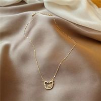 Cute Simple Style Letter Little Bear Gold Plated Artificial Rhinestones Alloy Wholesale Pendant Necklace main image 5