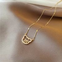 Cute Simple Style Letter Little Bear Gold Plated Artificial Rhinestones Alloy Wholesale Pendant Necklace main image 3