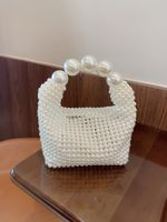 Women's Polyester Solid Color Elegant Classic Style Pearls Zipper Handbag sku image 1
