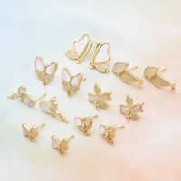 1 Pair Copper Shell Zircon Butterfly Polished Earring Findings main image 1