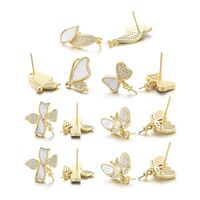 1 Pair Copper Shell Zircon Butterfly Polished Earring Findings main image 4
