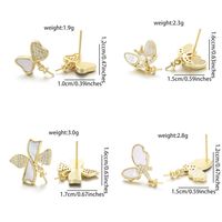 1 Paar Kupfer Hülse Zirkon Schmetterling Poliert Ohrring-Fundstücke main image 2