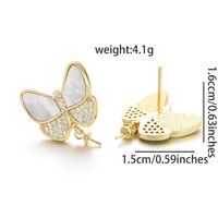 1 Paar Kupfer Hülse Zirkon Schmetterling Poliert Ohrring-Fundstücke sku image 5