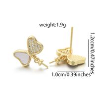 1 Paar Kupfer Hülse Zirkon Schmetterling Poliert Ohrring-Fundstücke sku image 1