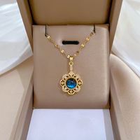 Wholesale Elegant Simple Style Universe Flower Titanium Steel Copper Plating Inlay Artificial Gemstones Pendant Necklace main image 1