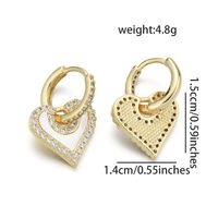1 Pair Copper Turquoise Zircon Heart Shape Earrings Accessories Simple Style main image 4