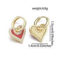 1 Pair Copper Turquoise Zircon Heart Shape Earrings Accessories Simple Style main image 3