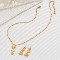 Stainless Steel 14K Gold Plated Simple Style Polishing Plating Shamrock Earrings Necklace main image 3