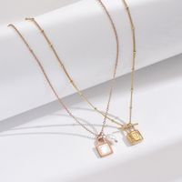 Stainless Steel 14K Gold Plated Rose Gold Plated IG Style Simple Style Plating Inlay Lock Artificial Pearls Shell Pendant Necklace main image 1