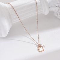 Stainless Steel 14K Gold Plated Rose Gold Plated IG Style Simple Style Plating Inlay Lock Artificial Pearls Shell Pendant Necklace main image 3