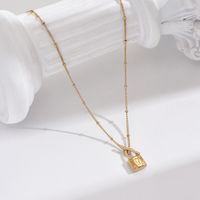Stainless Steel 14K Gold Plated Rose Gold Plated IG Style Simple Style Plating Inlay Lock Artificial Pearls Shell Pendant Necklace main image 6