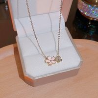 Vintage Style Flower Petal Titanium Steel Plating 18k Gold Plated Pendant Necklace sku image 1