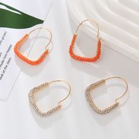 1 Pair Simple Style Geometric Inlay Alloy Resin Hoop Earrings main image 3