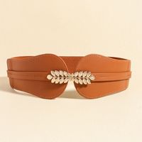 Vacation Modern Style Classic Style Leaf Solid Color Pu Leather Alloy Buckle Women's Leather Belts main image 7