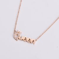 Stainless Steel 18K Gold Plated Rose Gold Plated Wedding Shiny Inlay Letter Zircon Pendant Necklace sku image 3