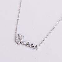 Stainless Steel 18K Gold Plated Rose Gold Plated Wedding Shiny Inlay Letter Zircon Pendant Necklace sku image 1