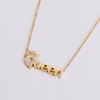 Stainless Steel 18K Gold Plated Rose Gold Plated Wedding Shiny Inlay Letter Zircon Pendant Necklace sku image 2