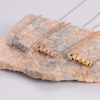Stainless Steel 18K Gold Plated Rose Gold Plated Wedding Shiny Inlay Letter Zircon Pendant Necklace main image 1