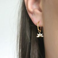 1 Pair Simple Style Lotus Plating Inlay Copper Zircon Drop Earrings main image 3