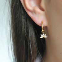 1 Pair Simple Style Lotus Plating Inlay Copper Zircon Drop Earrings main image 4