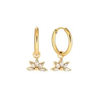 1 Pair Simple Style Lotus Plating Inlay Copper Zircon Drop Earrings sku image 1