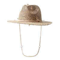 Women's Vacation Solid Color Braid Wide Eaves Straw Hat sku image 2