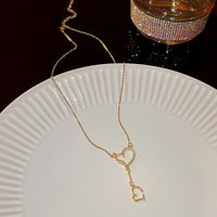 Cute Heart Shape Titanium Steel Plating 18k Gold Plated Pendant Necklace sku image 1