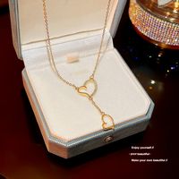 Cute Heart Shape Titanium Steel Plating 18k Gold Plated Pendant Necklace main image 3