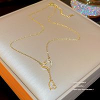 Cute Heart Shape Titanium Steel Plating 18k Gold Plated Pendant Necklace main image 5