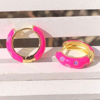 1 Pair Cute Geometric Flower Plating Copper Hoop Earrings sku image 1