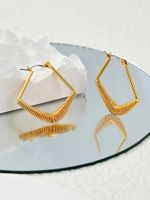 1 Pair Simple Style Round Rhombus Plating Copper 18k Gold Plated Hoop Earrings main image 4