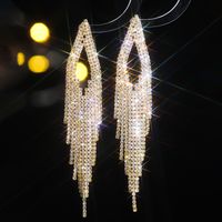 1 Pair Elegant Glam Tassel Inlay Alloy Rhinestones Drop Earrings main image 3