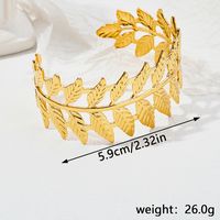 Vacation Modern Style Commute Leaf Flower Grain Stainless Steel Asymmetrical Metal Bangle main image 5