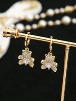 1 Pair Cute Classic Style Letter Butterfly Plating Inlay Copper Zircon 18k Gold Plated Drop Earrings main image 5