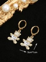 1 Pair Cute Classic Style Letter Butterfly Plating Inlay Copper Zircon 18k Gold Plated Drop Earrings main image 2