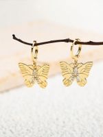 1 Pair Cute Classic Style Letter Butterfly Plating Inlay Copper Zircon 18k Gold Plated Drop Earrings main image 1