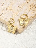 1 Pair Cute Classic Style Letter Butterfly Plating Inlay Copper Zircon 18k Gold Plated Drop Earrings main image 4