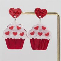 1 Pair Cute Heart Shape Arylic Drop Earrings main image 1