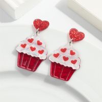 1 Pair Cute Heart Shape Arylic Drop Earrings sku image 1