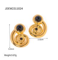 1 Pair IG Style Spiral Stripe Plating Inlay 304 Stainless Steel Natural Stone Ear Studs main image 2