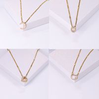 Elegant Shiny C Shape Triangle Oval Stainless Steel Copper Plating Inlay Zircon 18k Gold Plated Pendant Necklace main image 1