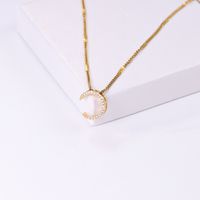 Elegant Shiny C Shape Triangle Oval Stainless Steel Copper Plating Inlay Zircon 18k Gold Plated Pendant Necklace main image 5
