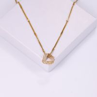 Elegant Shiny C Shape Triangle Oval Stainless Steel Copper Plating Inlay Zircon 18k Gold Plated Pendant Necklace main image 8