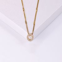 Elegant Shiny C Shape Triangle Oval Stainless Steel Copper Plating Inlay Zircon 18k Gold Plated Pendant Necklace main image 7