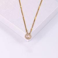Elegant Shiny C Shape Triangle Oval Stainless Steel Copper Plating Inlay Zircon 18k Gold Plated Pendant Necklace main image 9