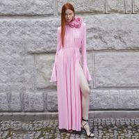 Women's Regular Dress Party Dress Elegant High Neck Flowers Long Sleeve Solid Color Maxi Long Dress Party Cocktail Party main image 2