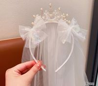 Girl's Princess Cute Crown Lace Pearl Hair Band sku image 7