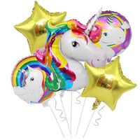 Cute Rainbow Star Unicorn Aluminum Film Home Party Carnival Balloons main image 2