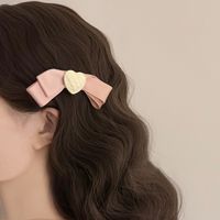 Women's Cute Preppy Style Sweet Heart Shape Bow Knot Cloth Hair Clip main image 5